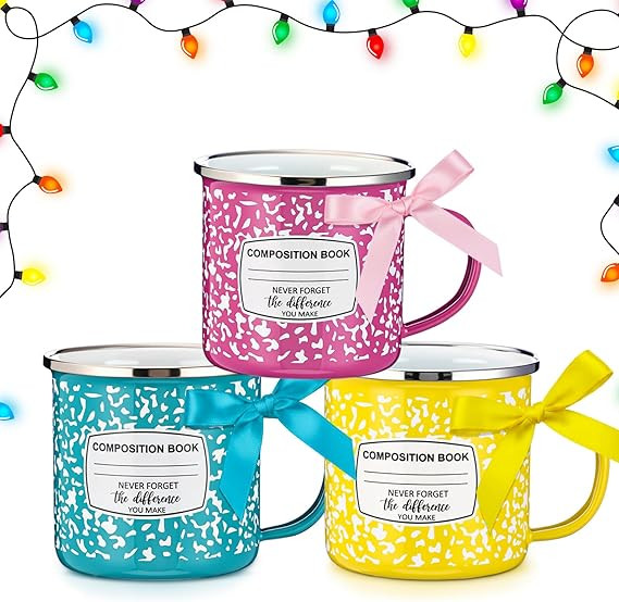 Potchen 3 Pcs Teacher Valentines Appreciation Gifts 12oz Composition Book Motivational Enamel Mug... | Amazon (US)