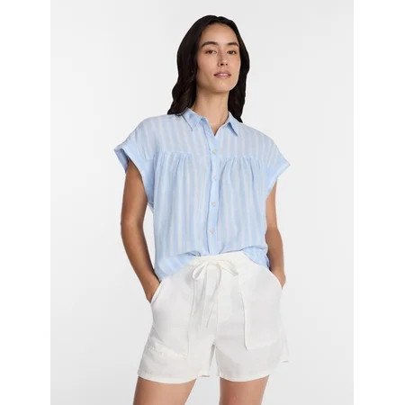 Time and Tru Women's Camp Shirt, Sizes XS-XXXL | Walmart (US)