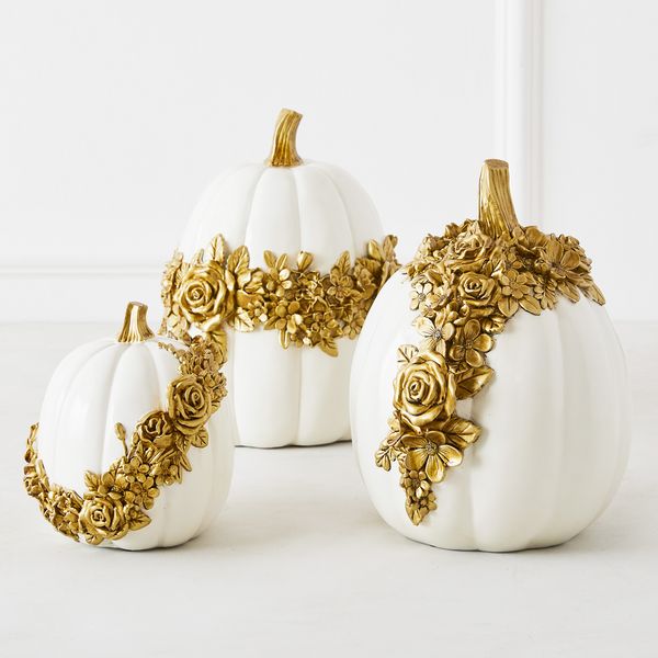 Floral Pumpkin - White/Gold | Zgallerie | Z Gallerie