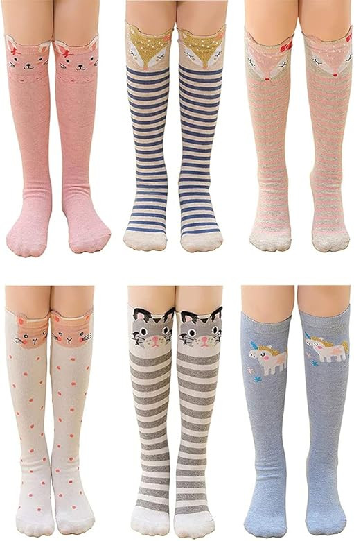 Gellwhu Girls Knee High Socks Gifts Cotton Mid Calf Long Boot Socks Stockings | Amazon (US)