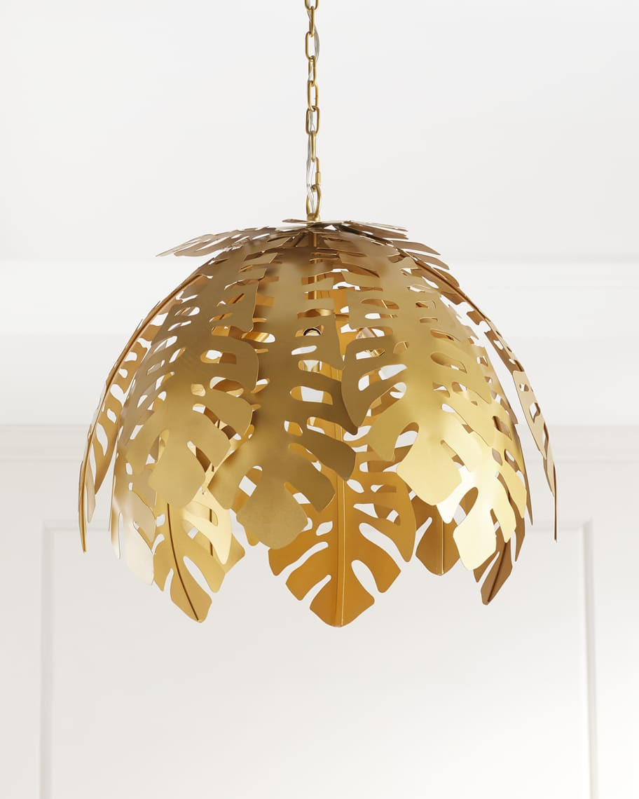 Gold Tropical Leaf 24" Chandelier | Horchow