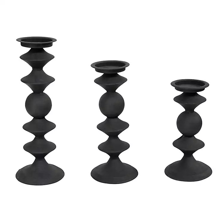 New!Matte Black Geometric Candle Holders, Set of 3 | Kirkland's Home