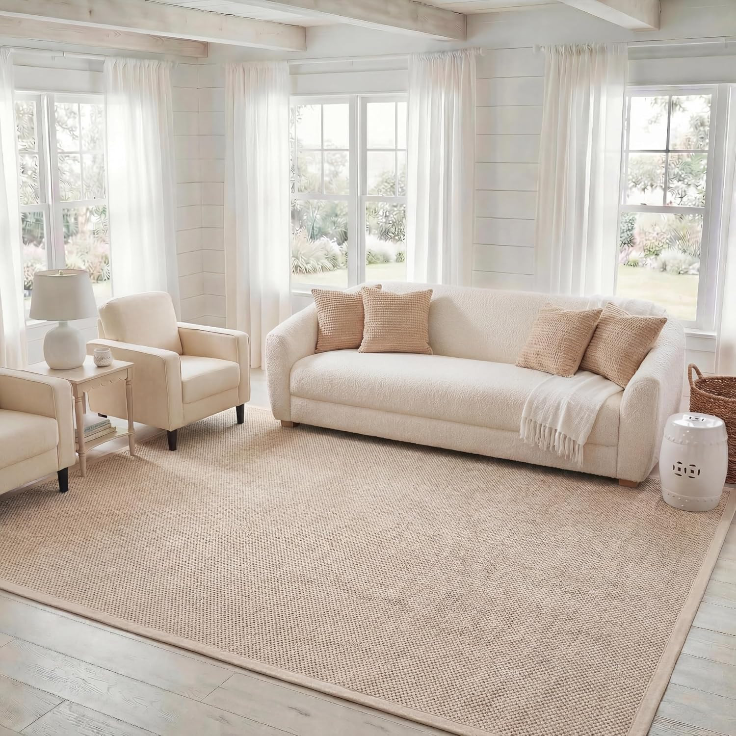 SAFAVIEH Natural Fiber Area Rug 9x12 Large Sisal Textured, Marble NF143C | Amazon (US)