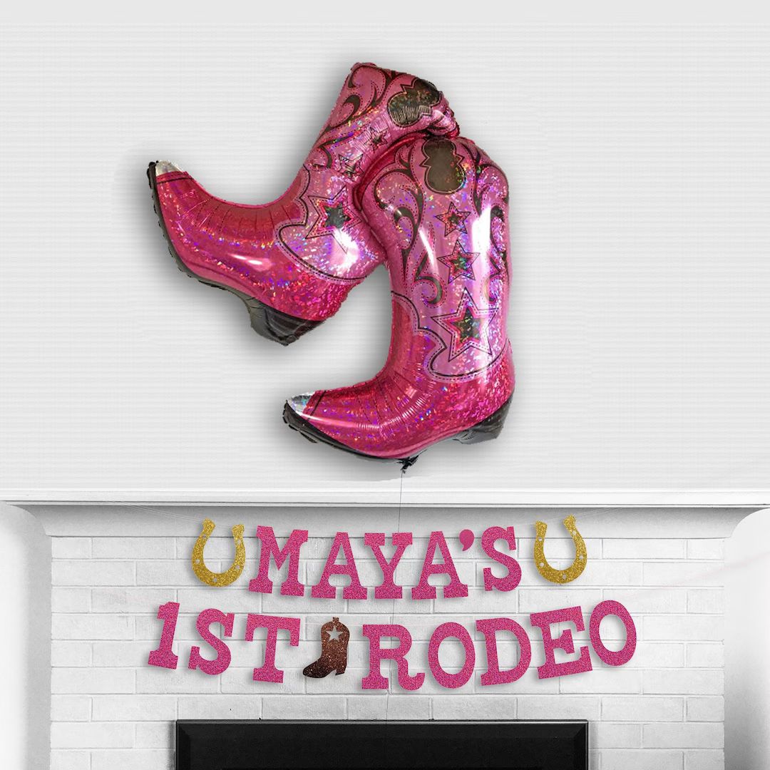 Glitter First Rodeo Banner - 5 inch tall - ANY AGE Little Cowgirl Theme Western 1st Birthday Sign... | Etsy (US)