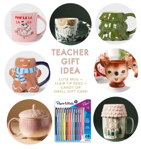 A cute seasonal mug filled with a few flair tip pens (buy a pack or two, and then divide them up!), some fun candy or a small gift card make for a thoughtful token (even though we can never say a big enough thank you to our precious teachers!).

#LTKHoliday #LTKSeasonal #LTKGiftGuide