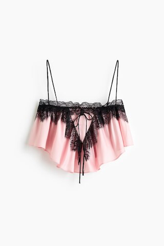 Lace-trimmed satin crop top | H&M (UK, MY, IN, SG, PH, TW, HK)
