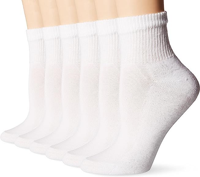 Hanes Ultimate Women's 6-Pack Comfort Toe Seamed Ankle Socks | Amazon (US)