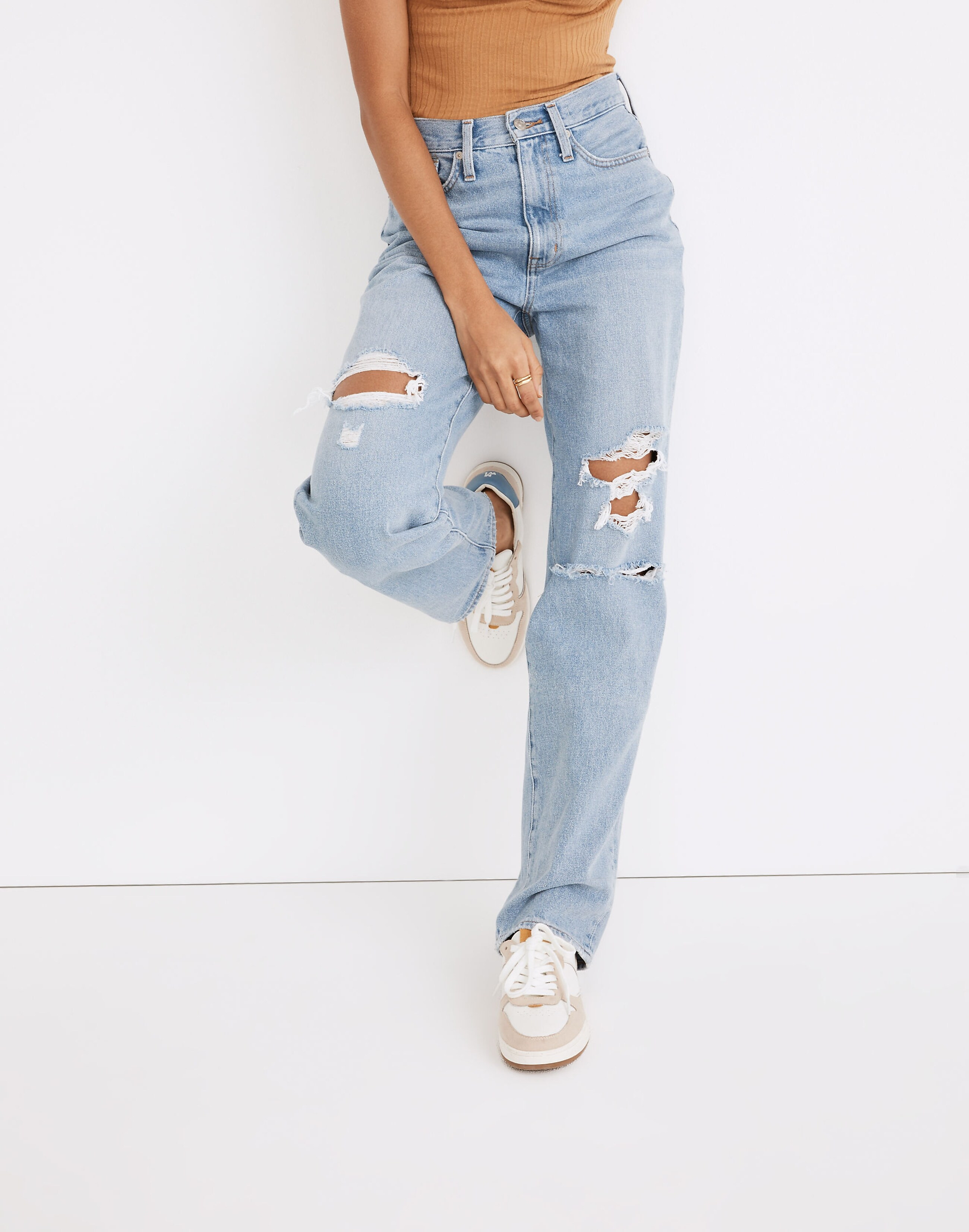 Baggy Straight Jeans in Earlhurst Wash: Ripped Edition | Madewell
