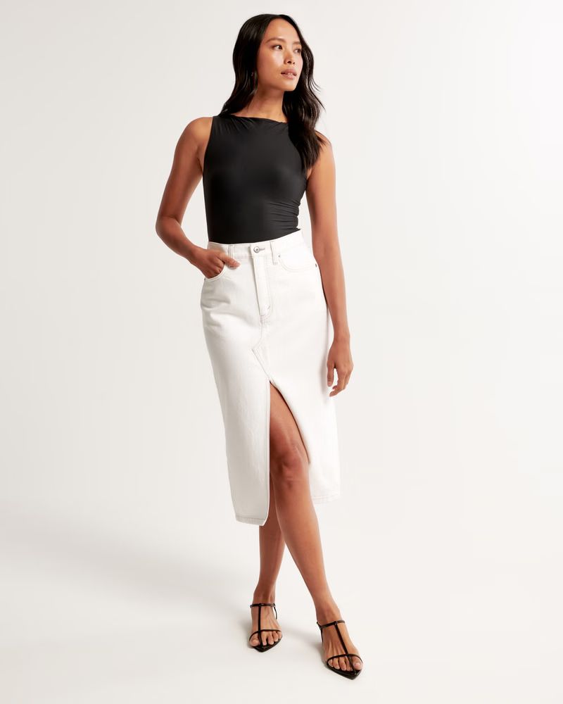 Women's Denim Midi Skirt | Women's 20% Off Select Styles | Abercrombie.com | Abercrombie & Fitch (US)