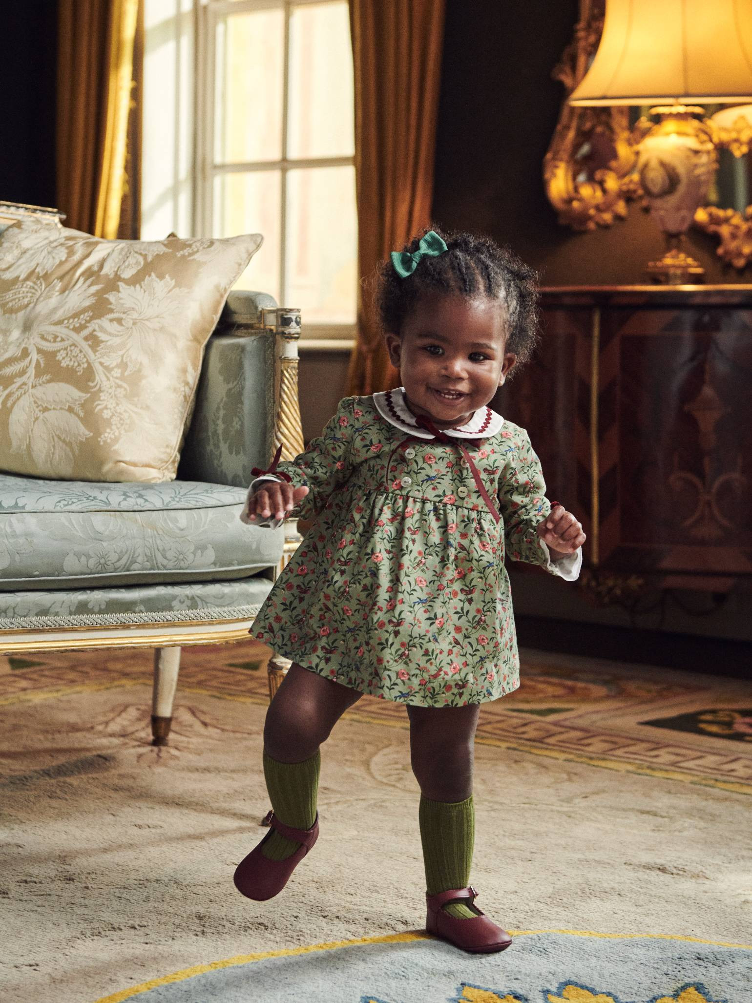 Sage Bird Floral Granada Baby Girl Set | La Coqueta (US)