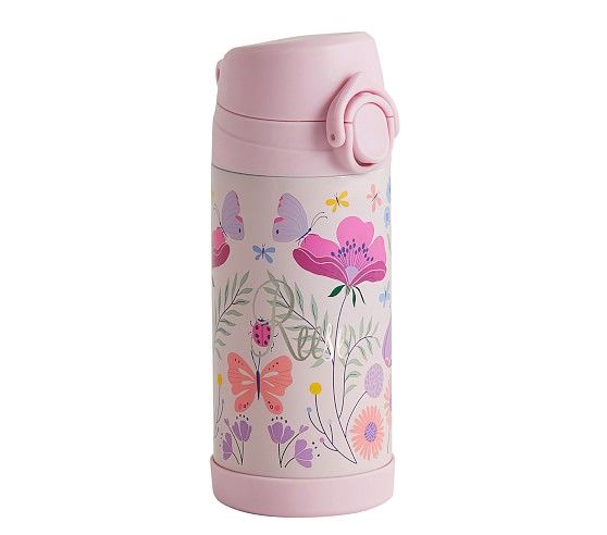 Mackenzie Pink Botanical Butterfly Water Bottle | Pottery Barn Kids