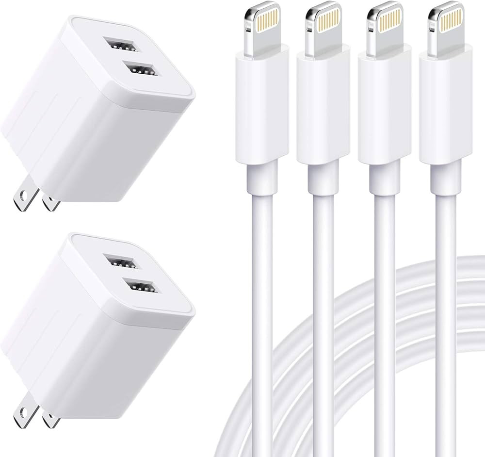 USB Wall Charger, [Apple MFi Certified] iPhone Charger Lightning Cable 6FT(4PACK) Fast Charging D... | Amazon (US)