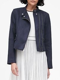 Vegan Suede Biker Jacket | Banana Republic US