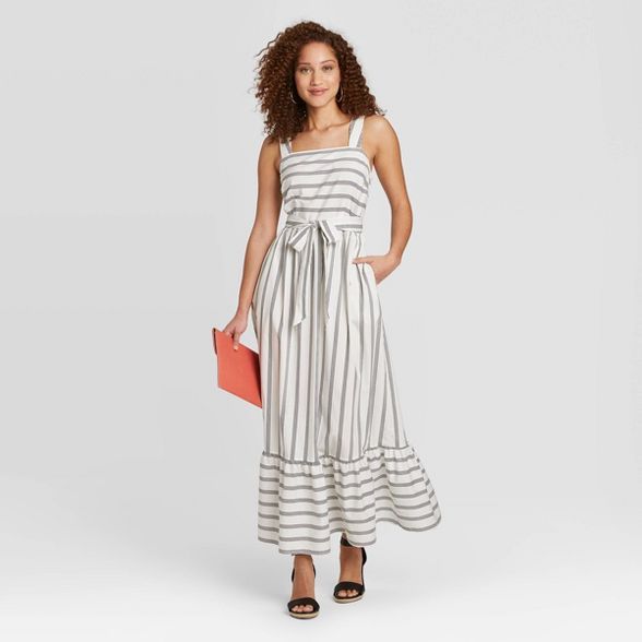 Women's Striped Sleeveless Ruffle Hem Dress - A New Day™ | Target