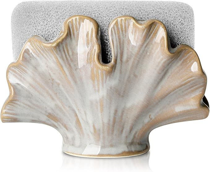 Ceramic Sponge Holder,Sponge Holder for Kitchen Sink,Compact Sink Caddy Organizer-Scouring Pad an... | Amazon (US)