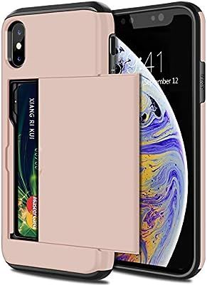 SAMONPOW Wallet Case for iPhone X Case with Card Holder Protective Case Dual Layer Shockproof Har... | Amazon (US)