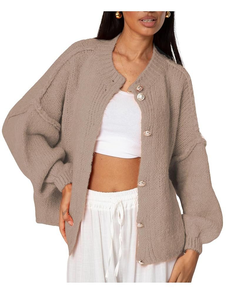 SeekMe Womens Cardigan Sweaters Casual Lightweight Long Sleeve Button Up Knit Oversized 2025 Fall... | Amazon (US)