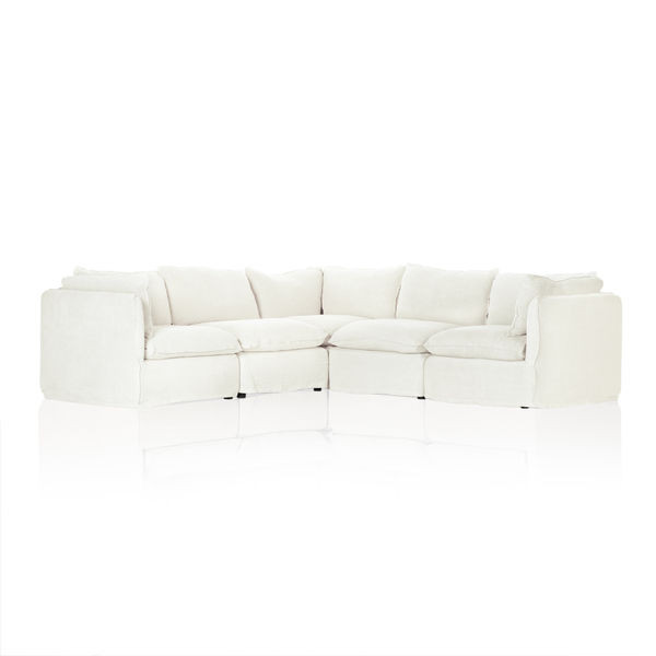 Andre 5-Piece Slipcover Modern White Sectional | Scout & Nimble