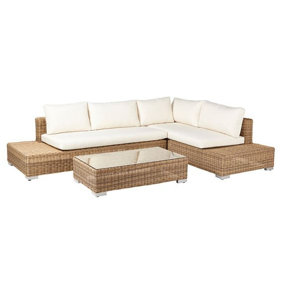 Balladou Corner Set and Coffee Table - Light Grey | OKA Direct (UK)