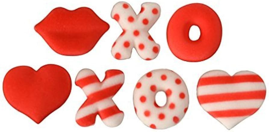 Valentines Day Love Letters Sugar Cake Cup Cake Decoration X O Hearts Lips 12 Ct. Ships Same Day | Amazon (US)