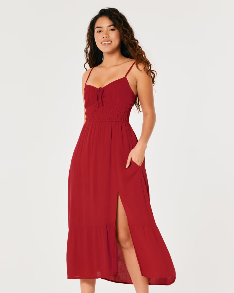 Channeled Bodice Midi Dress | Hollister (US)