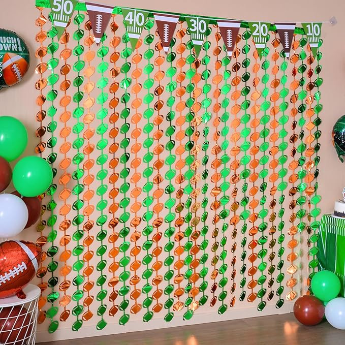 LOLStar Superbowl Party Decorations 2024, 3 Pack Football Shaped Foil Fringe Curtains, 3.3x6.6 ft... | Amazon (US)