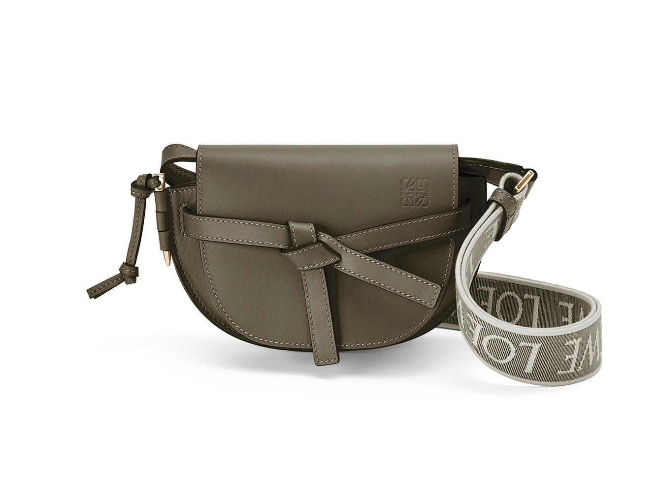 LOEWE Mini Gate Dual Bag in Soft Calfskin and Jacquard Autumn Green | StockX
