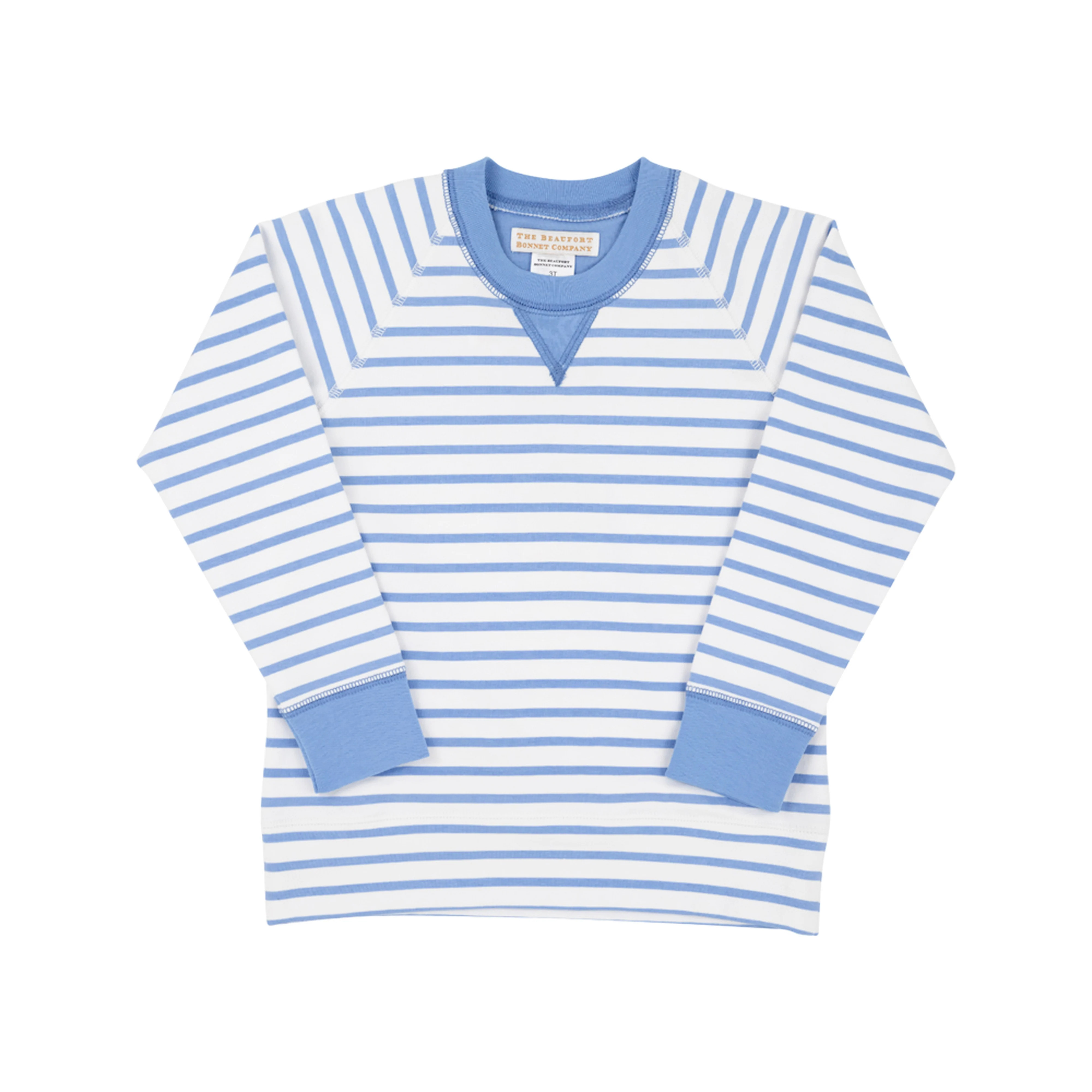 Cassidy Comfy Crewneck (Unisex) - Barbados Blue Stripe | The Beaufort Bonnet Company