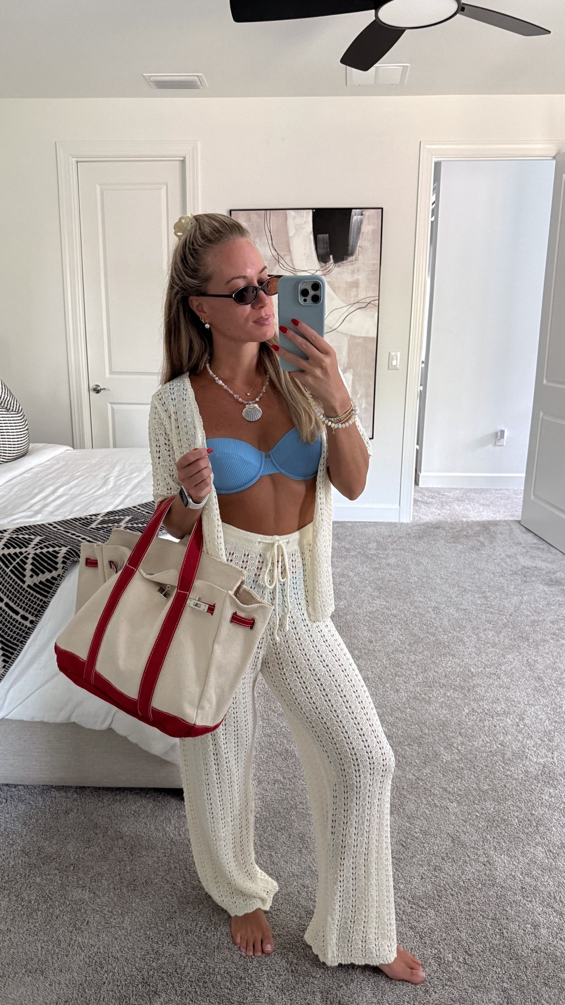 Perfect Beach Day OOTD 🌊 My favorite Amazon crochet cover up set with this gorgeous blue @Cupshe bikini. 

Wearing S in all. Sunwin tote bag is the large but comes in a small version too. 

Beach day ootd, summer outfits, pool day for, vacation outfit

#LTKSwim #LTKSeasonal
