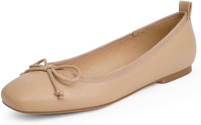 Modatope Ballet Flats with Bow Ballerina Closed Square Toe Slip on Bowknot Flats Shoes for Women ... | Amazon (US)