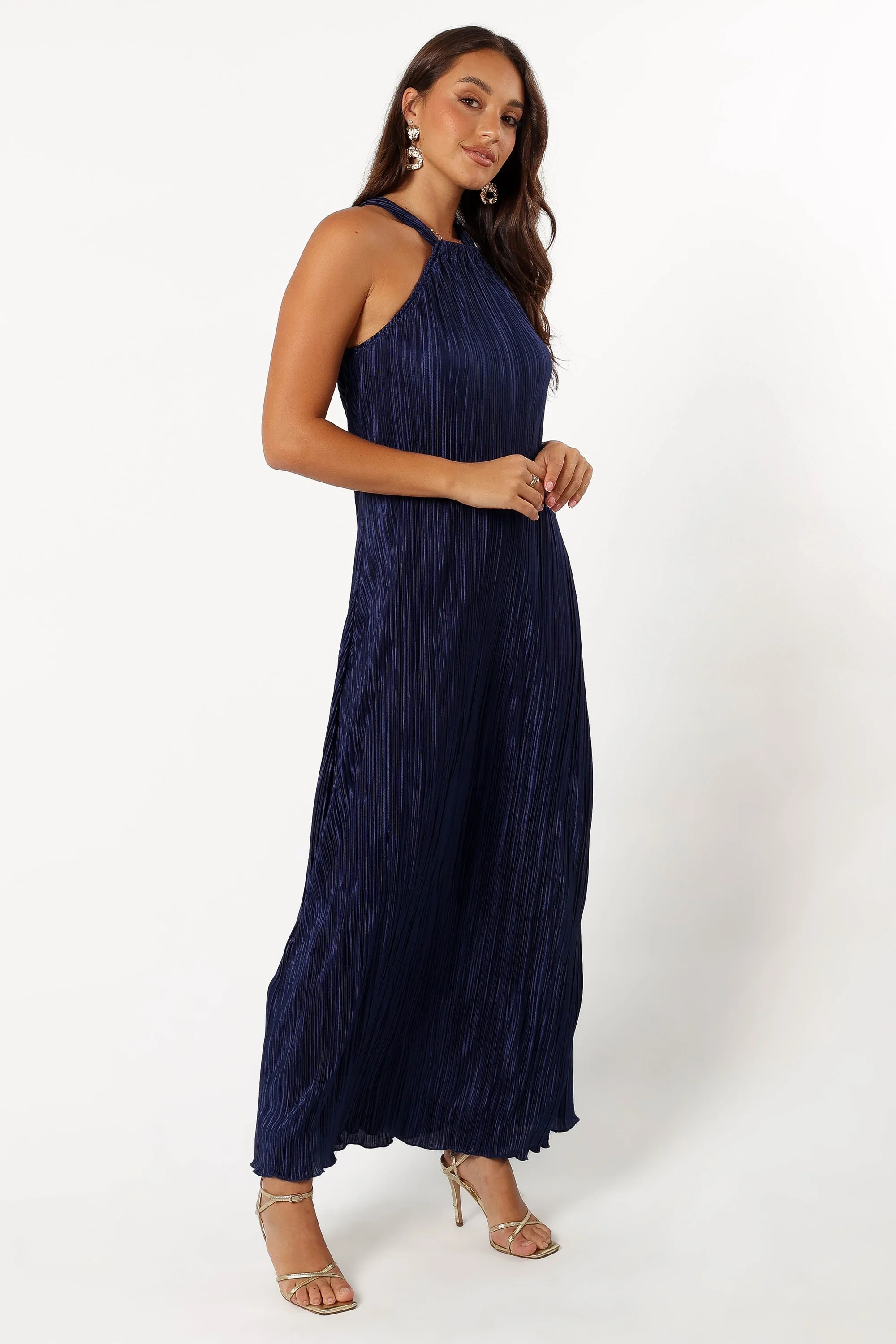 Melody Plisse Halter Maxi Dress - Navy | Petal & Pup (US)