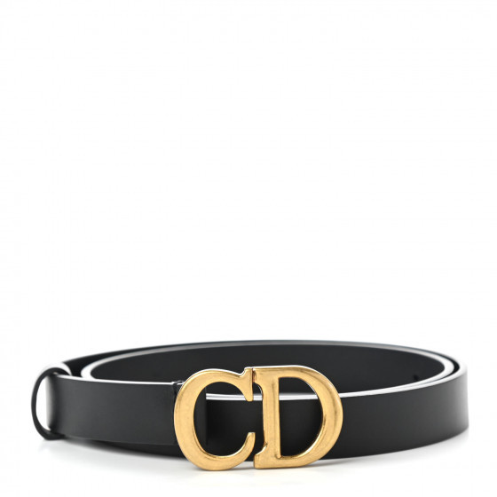 CHRISTIAN DIOR Calfskin Saddle Belt 80 Black | Fashionphile