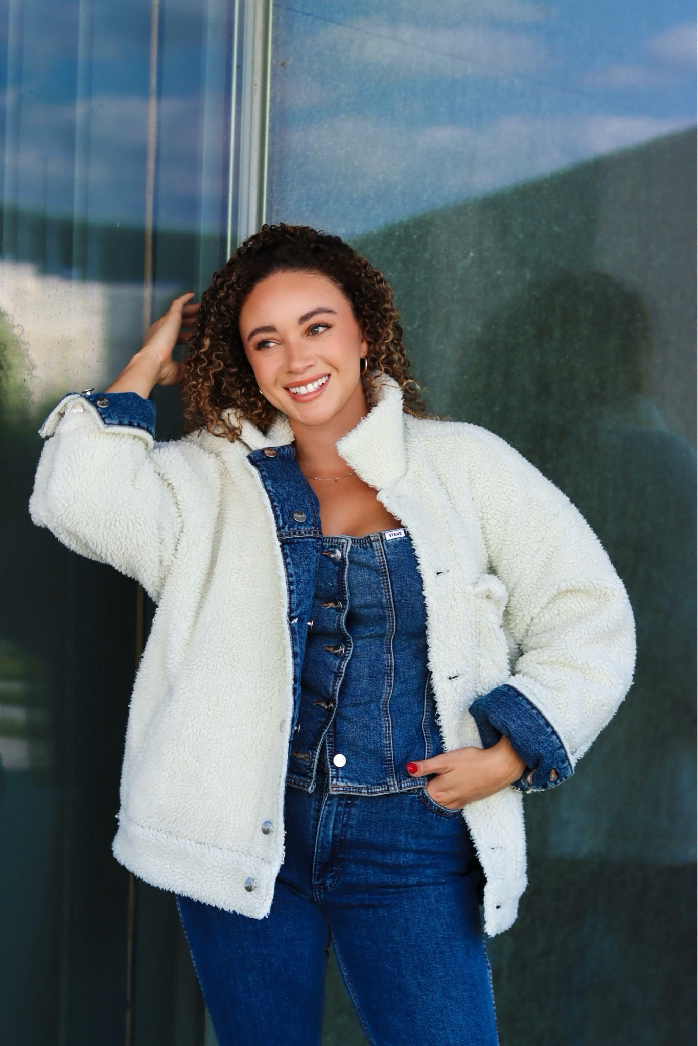Denim on denim OOTD featuring a reversible Sherpa/denim jacket for fall!

#LTKStyleTip #LTKFallSale #LTKSeasonal