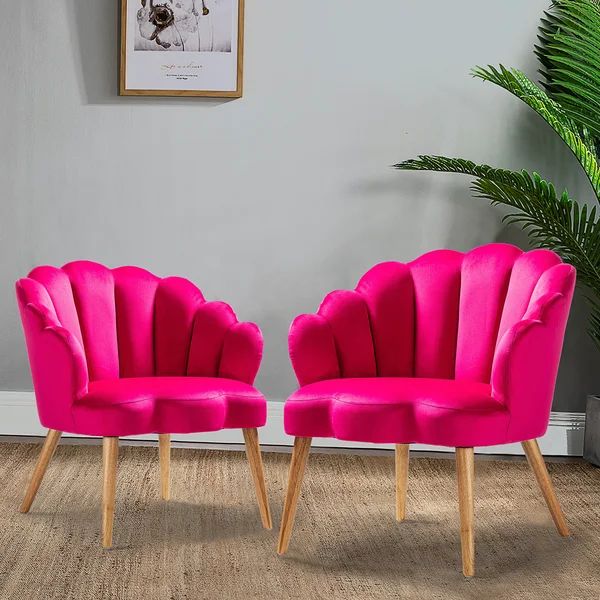 Lilly 67.06Cm Wide Velvet Barrel Chair (Set of 2) | Wayfair North America