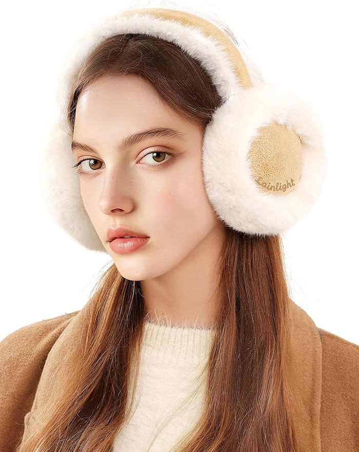 Ear Muffs for Winter Women Faux Fur Warm Earmuffs Foldable Cute Fuzzy Ear Warmers | Amazon (US)