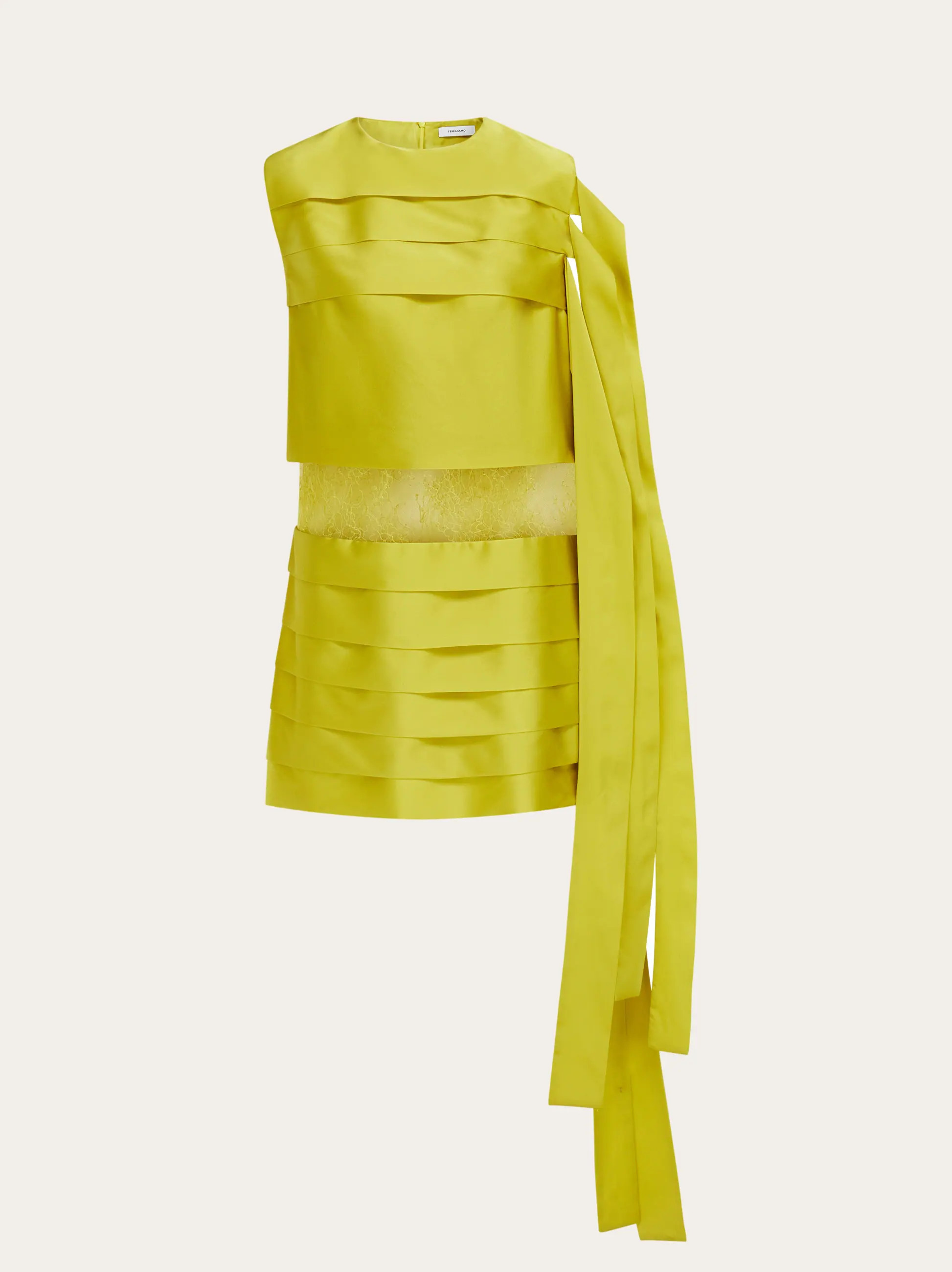 Ferragamo Women Mini dress with lace detail Yellow | Ferragamo
