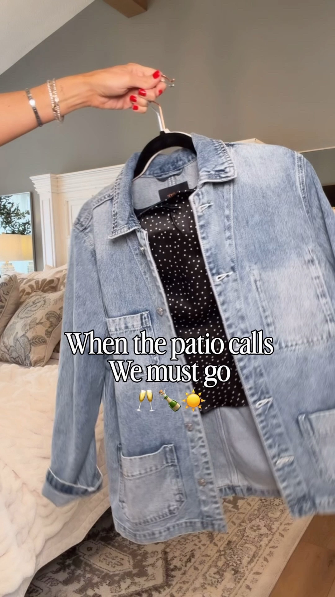 New spring oatio outfit —- the denim jacket 190% cotton and the skirt is washable satin! Size medium /// @Quince 

#LTKgrwm #LTKMidsize #LTKOver40