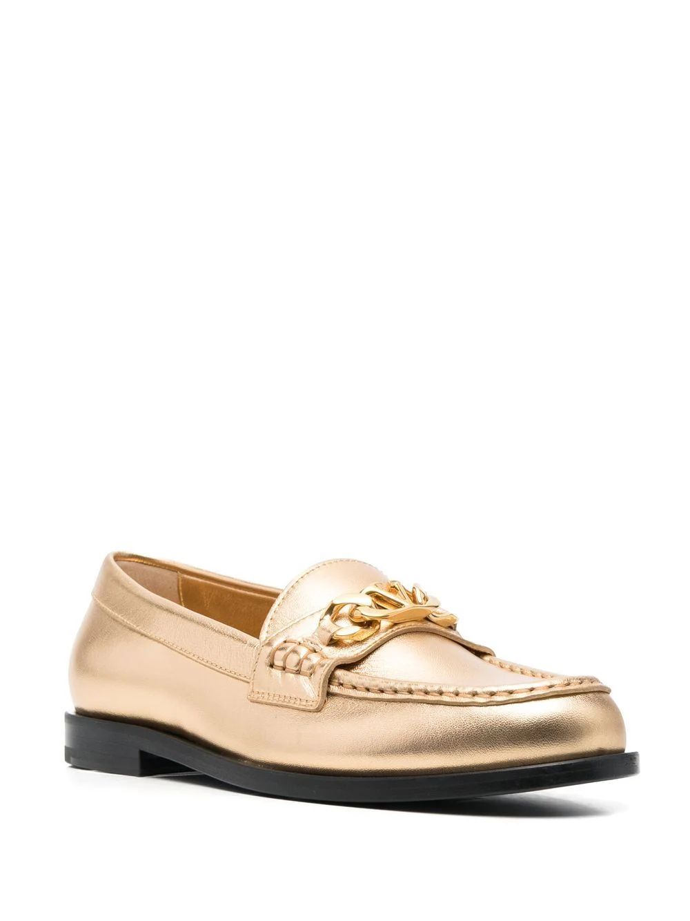 VLogo 10mm chain leather loafers | Farfetch Global