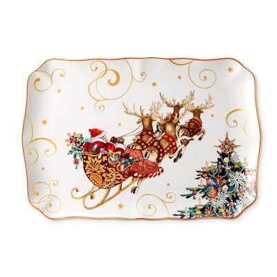 Twas the Night Before Christmas Large Rectangular Serving Platter, Sleigh | Williams-Sonoma