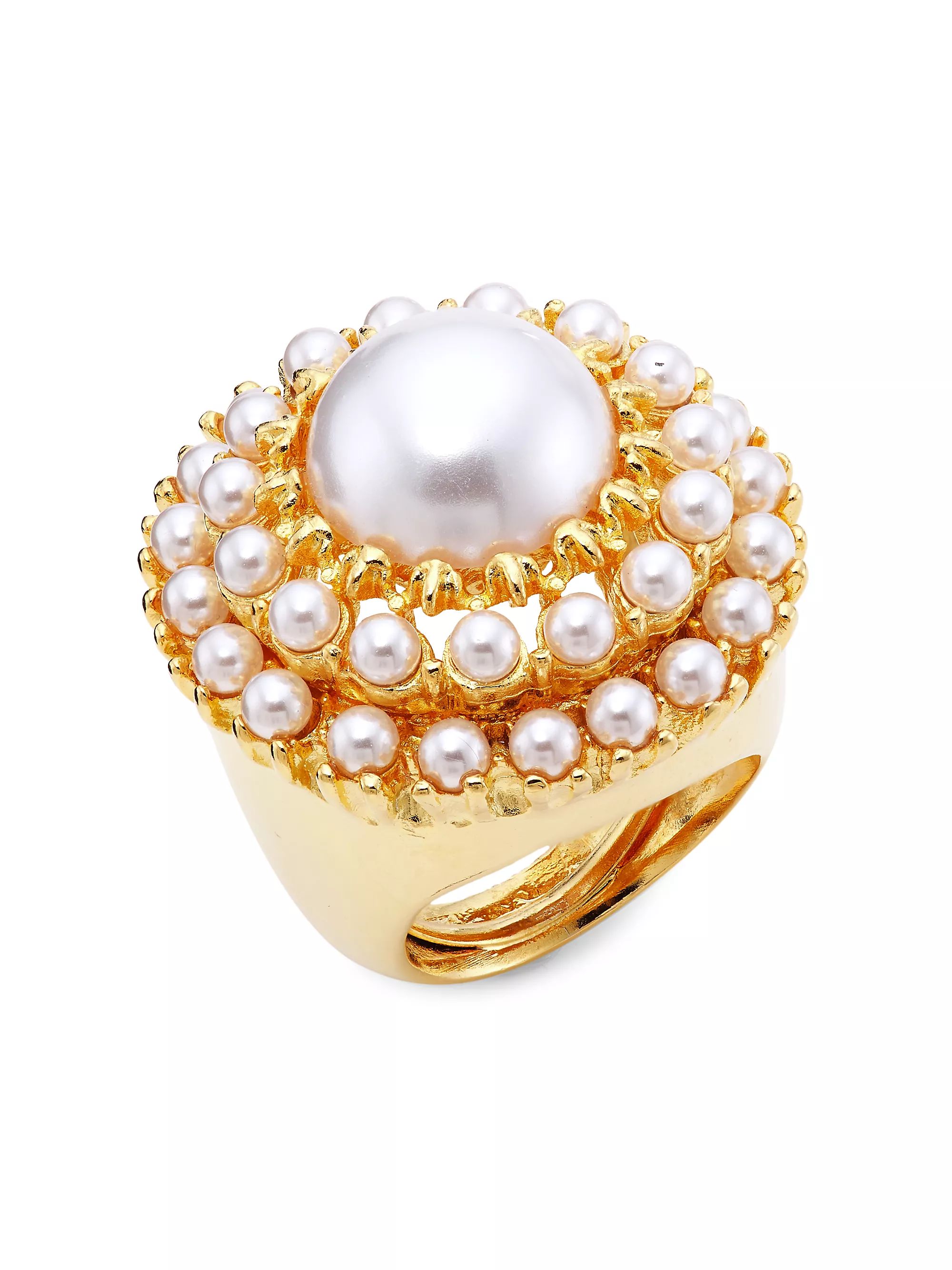22K Gold-Plated & Faux Pearls Ring | Saks Fifth Avenue