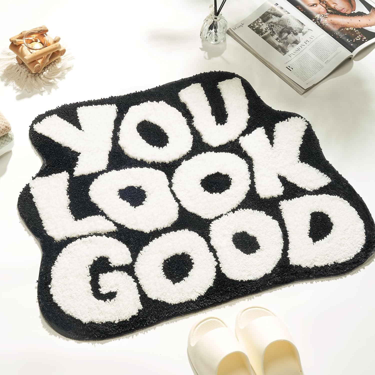 𝗟𝗮𝗿𝗴𝗲 𝟮𝟰" 𝘅𝟯𝟭" You Look Good Bath Mat Cute Cool Bathroom Rugs Funny... | Amazon (US)