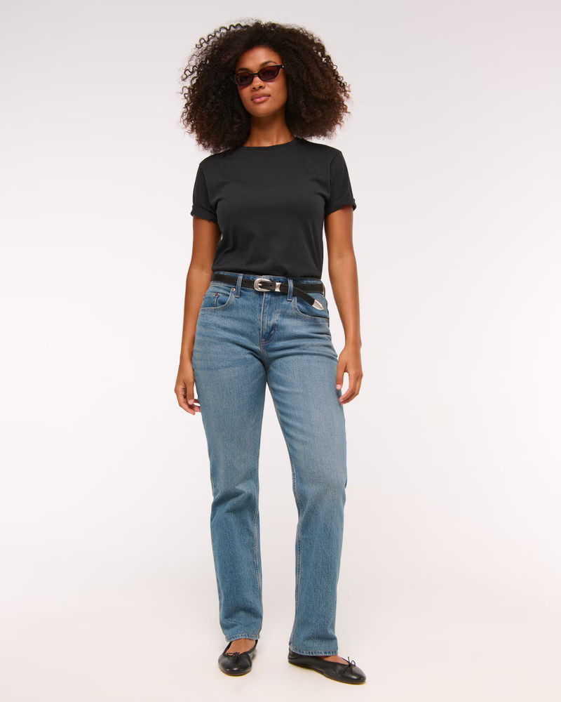 Curve Love Mid Rise 90s Straight Jean | Abercrombie & Fitch (US)