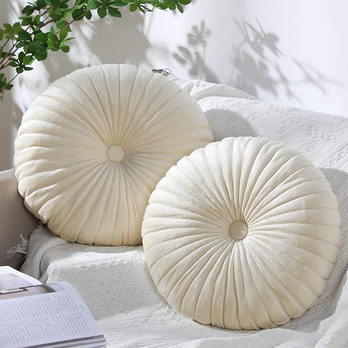 Namalu 2 Pcs Round Throw Pillow 13.8 Inch Decorative Round Velvet Floor Pillows Pumpkin Throw Pil... | Amazon (US)