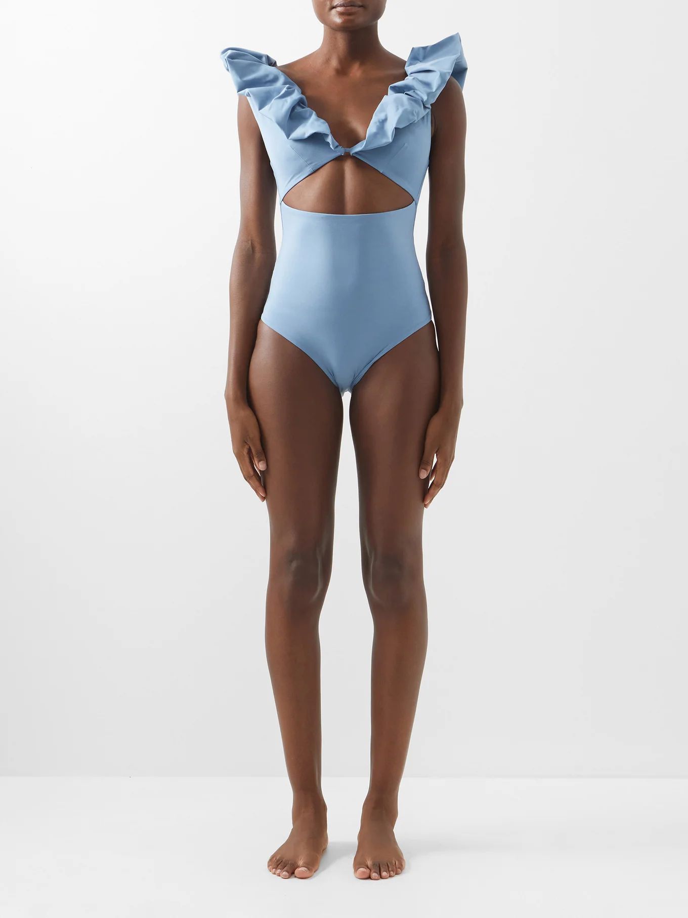 Ixora ruffled cutout swimsuit | Matches (US)