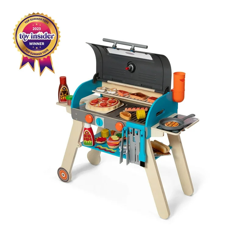 Melissa & Doug Wooden Deluxe Barbecue Grill, Smoker and Pizza Oven Play Food Toy for Pretend Play... | Walmart (US)