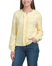 Pointelle Cardigan With Ruffle Trim | Butter Yellow | Marshalls | Marshalls