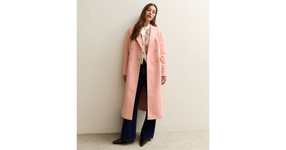Pale Pink Double Breasted Midi Coat | New Look | New Look (UK)