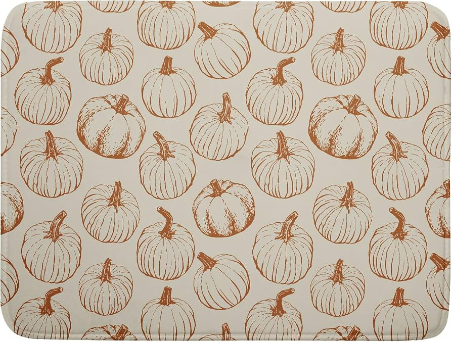 Fall Thanksgiving Pumpkin Dish Drying Mat for Kitchen Counter 18x24 Burnt Orange Autumn Harvest P... | Amazon (US)