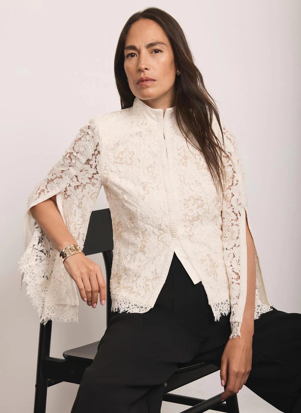 Cream Lace Cape Detail Shirt | Mint Velvet