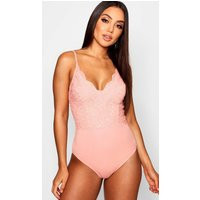 Womens Premium Lace One Piece - Pink - Xs | boohoo (US & Canada)